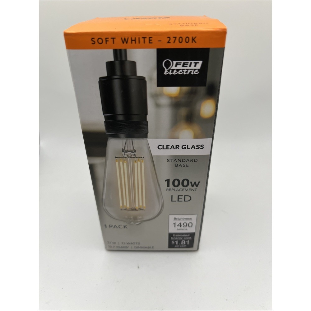 Dimmable Straight Filament LED Light Bulb Soft White 100W ST19 Feit Electric